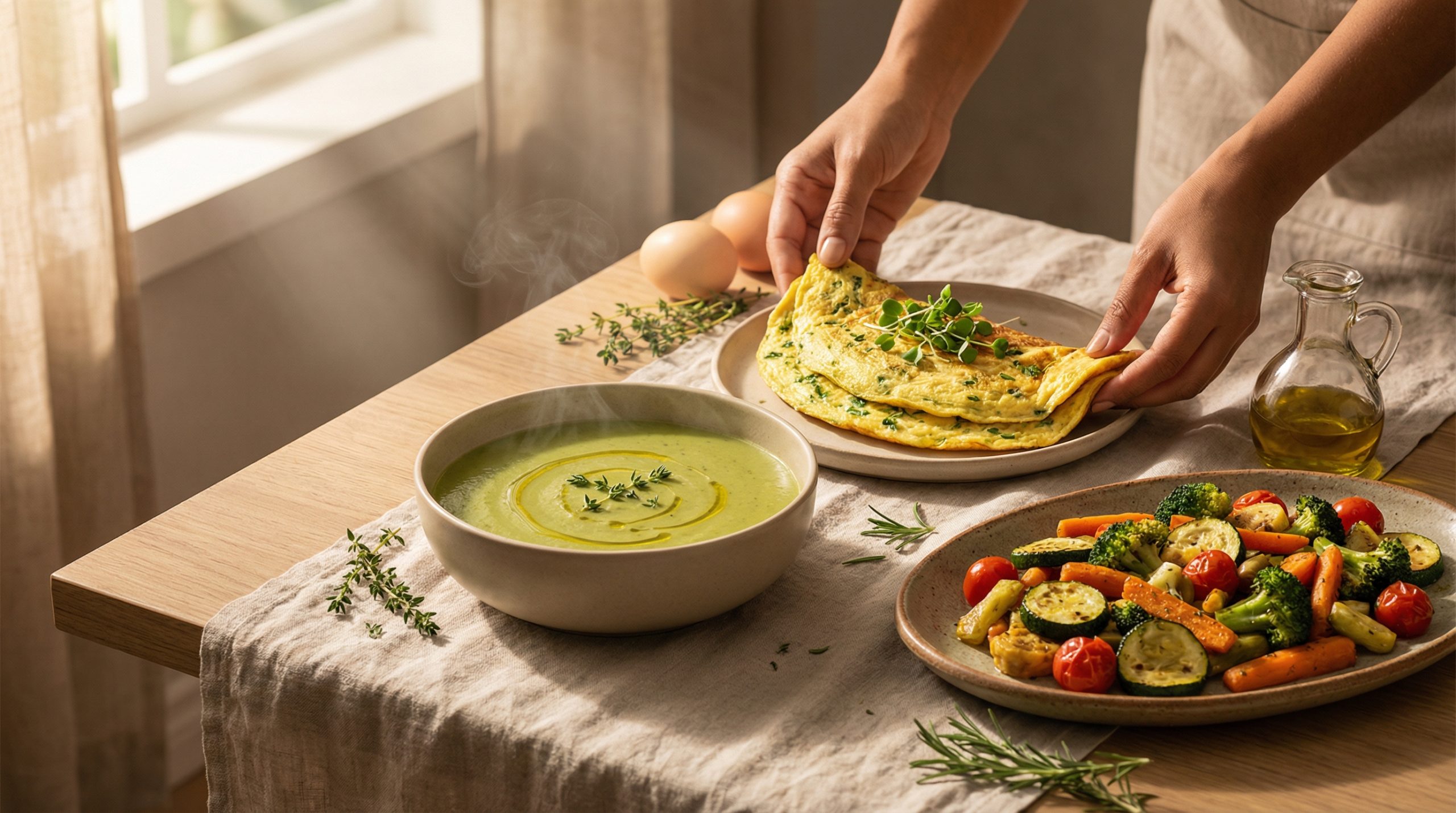 Jantar Leve sem Complicação: Cremes, Ovos e Legumes