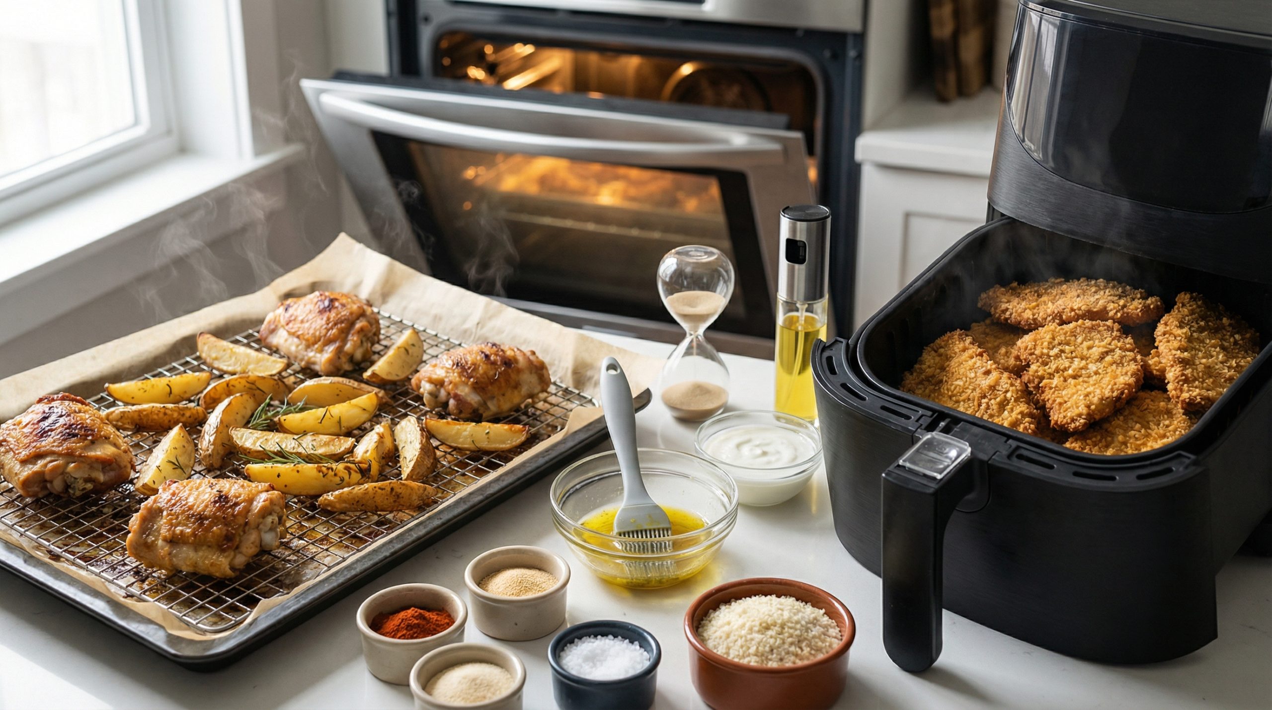 Forno e Airfryer Simplificado: Crocância, Tempos e Ajustes