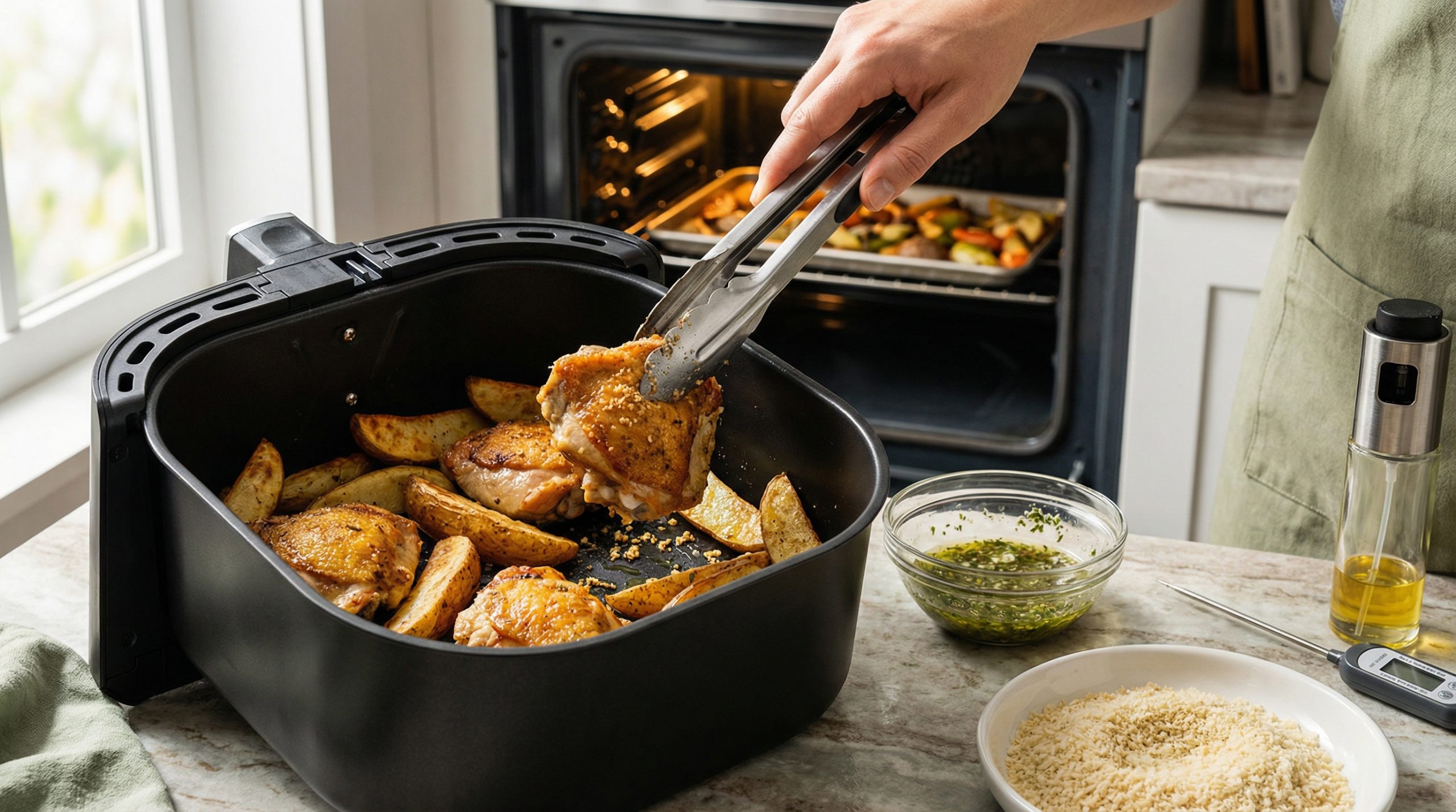 Transforme frango seco e batatas murchas em crocância na airfryer