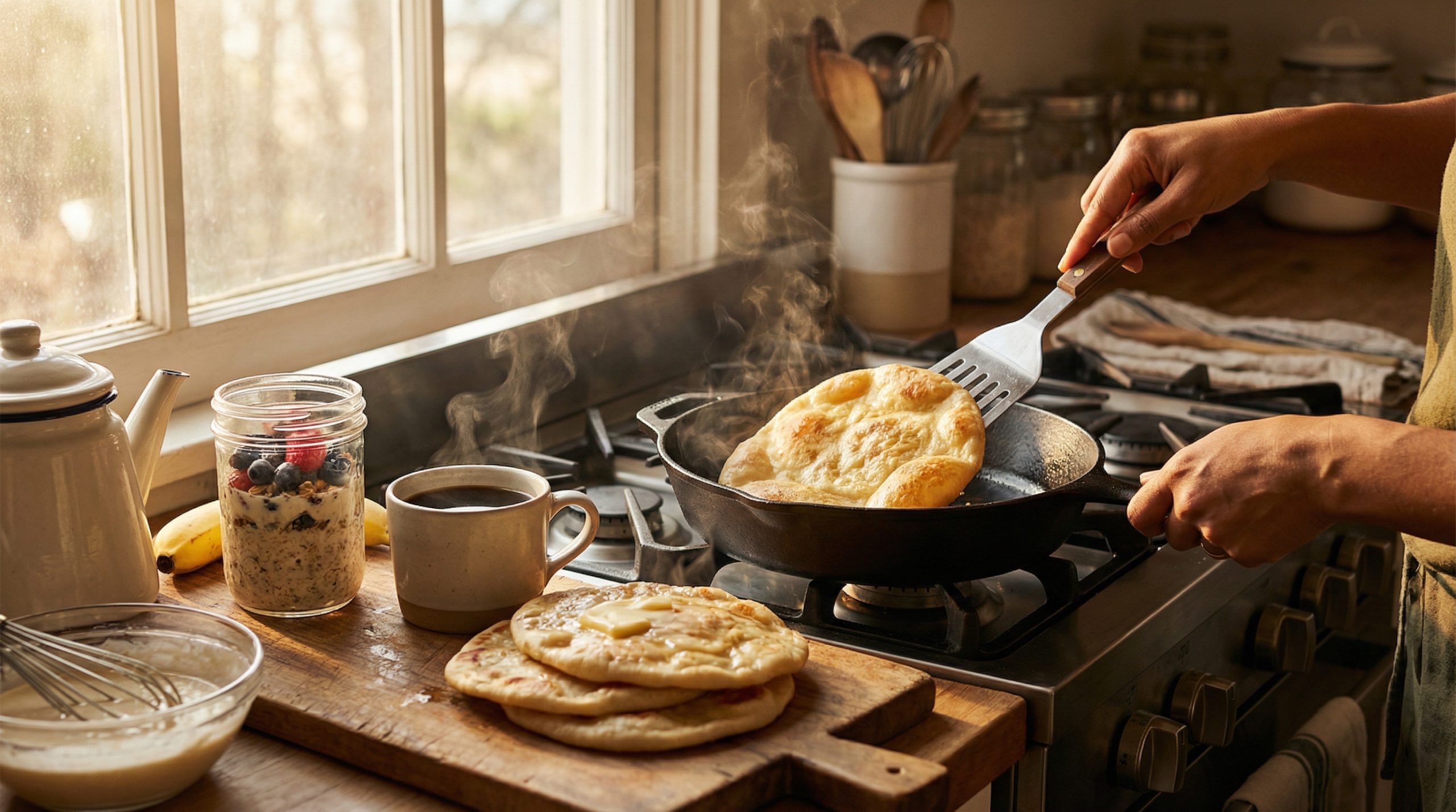 Troque a Padaria por Pães de Frigideira no Café da Manhã